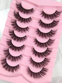 Hinarin 7 Pairs Natural Curly Cat Eye Manga Lashes False Eyelashes Cross Style Suitable For Daily Wear Beginner-Friendly Strip Lashes Eyelashes False Eyelashes Lash Tech Supplies - Black - View 4