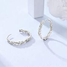 1 Pair S925 Sterling Silver Geometric Hoop Earrings, Heart, Twisted, Rhinestone Hollow Out Multi-Style, Minimalist High-End Texture, Hypoallergenic Skin-Friendly, Versatile Daily Commute Wear, Women's Luxury Earrings, Comes With Exquisite Gift Box, Suitable For Personal Use And Holiday Gifts - Multicolor - View 10