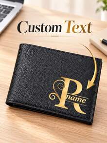 Personalized Men's Wallet With Custom Name & Initial, Custom Bifold Wallet, Personalized Card Holder, Unique Birthday Anniversary Gift For Him - Multicolor - View 10