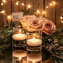 2/4/6/12pcs-Home Decor Glass Candle Holders, Two Size Options Transparent Windproof Candle Jars, Suitable For Table Centerpiece, Wedding, Christmas, Halloween Decoration, Can Also Be Used As Glass Vases - View 2