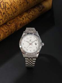 RICECGO A Minimalist Men's Steel-Strap Watch With Arabic Numerals-Perfect For Daily Wear During Your Commute And As A Stylish Accessory. - Silver - View 11