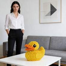 1500-Piece Yellow Duck Building Block Set - STEM Learning Toy, Featuring Interlocking Bricks, DIY Assembly Kit, Creative Toy, Multi-Colored (Yellow/Black/Orange) - Home & Office Decoration / Christmas Gift - Multicolor - View 3