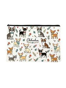 Cute Cat & Dog Print Cosmetic Bag / Toiletry Bag / Organizer - Machine-Washable Pouch Featuring Adorable Animal Patterns And A Minimalist Style; Perfect For The Gym Or Daily Use, And An Ideal Gift For The Holidays. - Multicolor - View 12