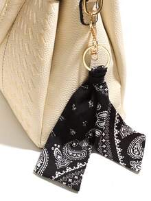 1pc Vintage Paisley Fabric Pendant Bag Accessory Ornament Car Hanging Decoration Creative Keychain Gift, Paisley Pattern Bohemian Polyester Fiber - Multicolor - View 2