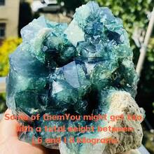 1pc Large Green Fluorite Cube Crystal Cluster Raw Ore, Loose Gemstone, Creative Gift Choice - Green - View 21