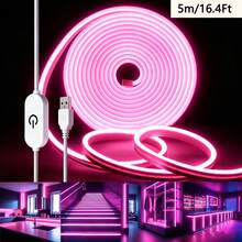 Luz de Neón LED, Tira de Luz LED USB 5V con Controlador Táctil, Luz de Cuerda de Neón Flexible, Adecuada para Decoración Interior y Exterior, Dormitorio, Cocina, Fiesta, Retroiluminación de TV - Luz de neón - Ver 16