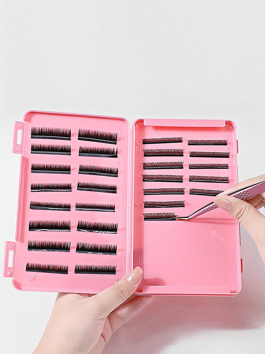 1pc Multi-Color Large False Eyelash Dust-Proof Portable Storage Box, Makeup Artist Glue False Eyelash Wearable Nail Art Storage Box, Suitable For Long Strip Eyelashes And Single Cluster Eyelashes Partitioned Storage - Multicolor - View 1