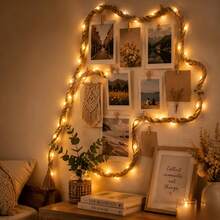 A Modern-Style Decorative String Light Featuring DIY Jute Rope Accents; Suitable For Indoor Decor And Craft Projects, As Well As For Bedrooms, Living Rooms, Gardens, Parties, Weddings, Halloween, And Christmas Celebrations. - Warm Light - View 6