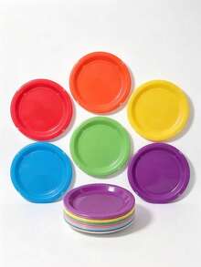 10/20/1 Mini Colorful Paper Plates, Disposable Party Paper Trays, Large Capacity Disposable Round Thickened Solid Color Paper Plates, Table Decor Party Supplies, Suitable For Birthday Parties, Dinner Parties, Weddings, Picnics, Baby Showers And Other Occasions. - A - View 5