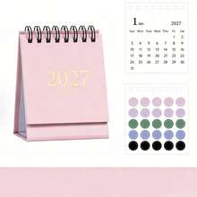 2027 English Mini Desk Calendar, Minimalist Morandi Style Desktop Ornament, Portable Small Calendar, 6 Colors Available - Single Piece - View 15