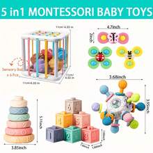 Mainan Bayi Montessori 5-in-1 untuk Usia 6-6-12 Bulan, Hadiah Pembelajaran Bayi - MultiWarna - View 6