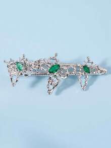 1pc Luxury Vintage Hollow Butterfly Hair Clip, Fashion Shiny Marquise Zirconia Hair Clip, Niche Liquid Metal Edge Alligator Hair Clip, Women's Daily Outfit Decorative Hair Clip - Multicolor - View 14