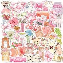 somoving 50pcs Cute Pink Stickers, New Year Gift, For Decorating Musical Instruments, Guitars, Water Bottles, Mugs, Skateboards, Laptops, Coffee Cups, Luggage, Diaries, And Scrapbooks - Multicolor - View 1