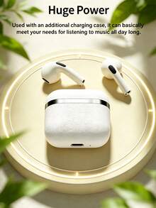 White Wireless Earbuds, Fashion Minimalist Compact Portable Design, Sweat-Proof And Long Battery Life, Music Headphones, Suitable And Perfect For Yoga, Outdoor Sports And Cycling - View 3