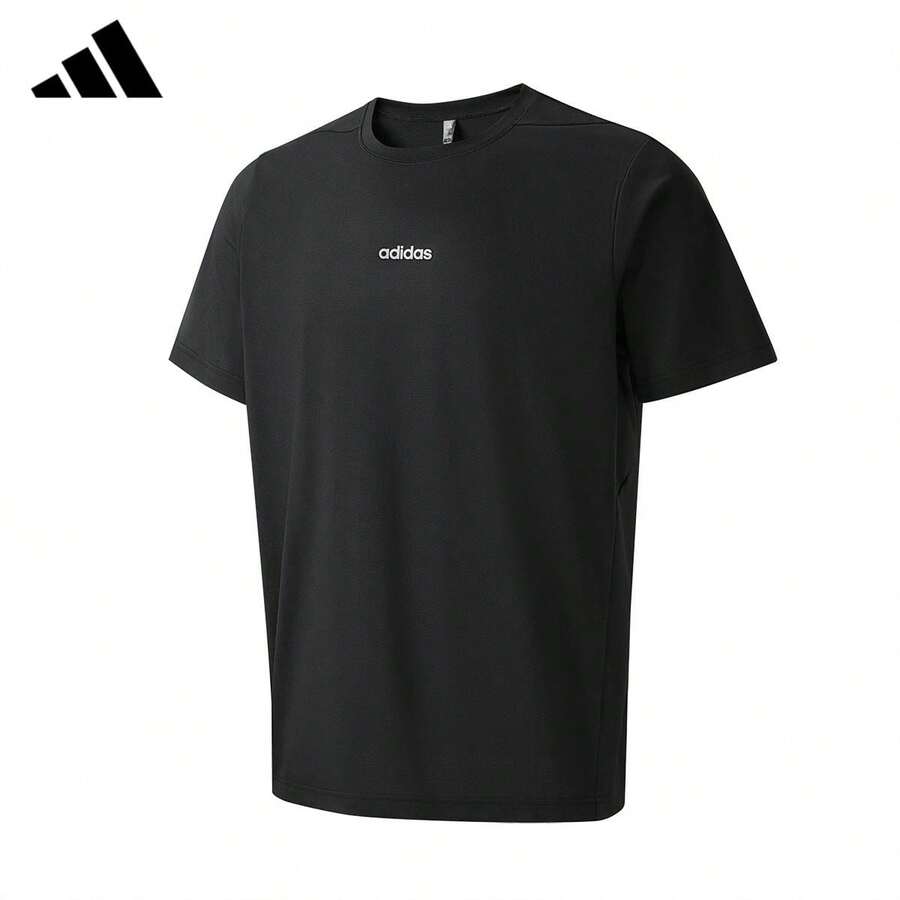 Adidas Pure Cotton Casual Short Sleeve T-Shirt Summer New Breathable Top Tee - Black - View 1