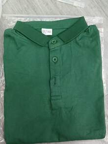 中性嬰兒純色短袖 Polo 衫，薄款學院風 T 恤，極簡優雅兒童基本款，適合纖瘦兒童 - 墨綠色 - 查看 9