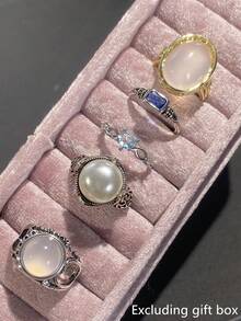 5pcs Set Elegant Cubic Zirconia Rings, Women's Wedding Anniversary Gift (Gift Box Not Included) - 1# - View 9