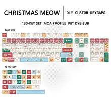 Christmas Meow Keycaps Berry Meow Keycaps Pudding Meow Keycaps Pixel Cat Keycaps Milk Brown Kitten Keycaps Cute DIY Cat Head Highly Attractive Side-Printed PBT Five-Sided Dye-Sublimation MOA Compatible With Mechanical Keyboards - View 15