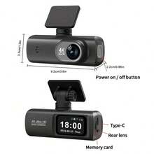 4K Ultra HD Dual Dash Cam, WiFi Front And Rear Dual Lens Dash Camera, 1.47" IPS Screen, App Supported, Motion Detection, Night Vision, 64GB Cycle Recording Dashcam, Wide Angle Dash Cam With G-Sensor - Dash Cam - View 7