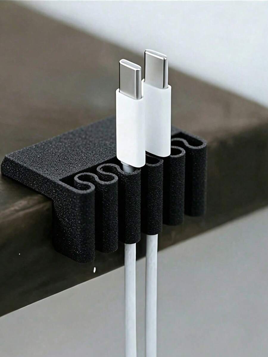 Kẹp tổ chức cáp để bàn, giá đỡ cáp sạc nhiều khe, giá quản lý cáp USB, giá lưu trữ cáp cạnh bàn, phù hợp cho văn phòng tại nhà - Nhiều màu - Xem 1