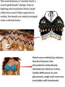 Coin Dangle Chest Ornament Hip Decor Head Veil Wrist Cuffs, Exotic Themed Music Festival Rave Party Body Decor Accessories (Multiple Colors Available) - Multicolor - View 10