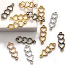 10pcs/Set Metal Asymmetrical Stripes Three-Dimensional Zinc Alloy Double Hanging Connector DIY Basic Findlings For Women For DIY Jewelry Making - Gold - View 6