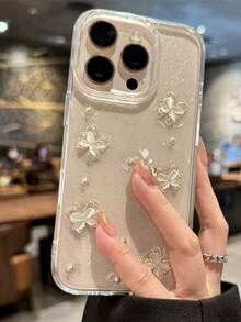 可愛亮片環氧樹脂彩色蝴蝶花透明手機殼，適用於 iPhone 18 Pro Max 18 Pro 17 Pro Max 16 15 14 13 12 Pro Max 14 15 16 Plus 11，時尚防震防撞後蓋保護殼 - 蝴蝶 - 查看 6