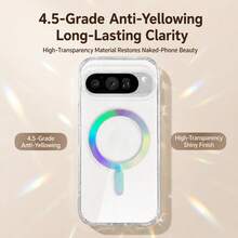適用於 11 Pro XL 10 Pro XL 9 Pro XL、Pixel 10a/9a 11/11 Pro 10/10 Pro 9/9 Pro 手機殼，亮片透明彩色環設計，支援無線充電，PC+TPU 材質 - 炫彩磁吸 - 查看 4