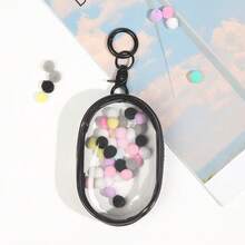 1pc Portable Character Mini Figure Transparent Display Bag (With Keychain And Colorful Ball, No Figure Included), Hanging Style Blind Box Storage Bag, Zipper Closure, Dust-Proof Collectible Box, Cute Bag Charm, Backpack Pendant, Car Key Chain - White - View 5