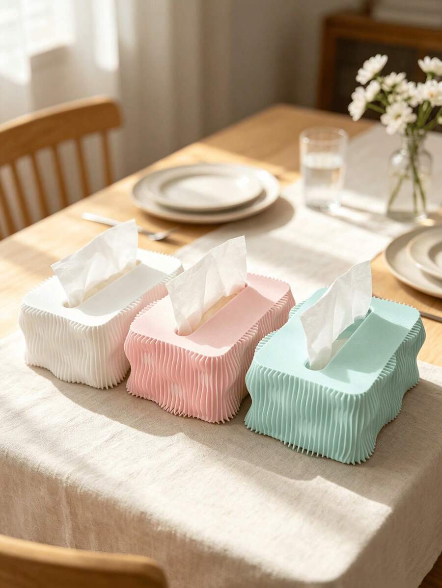 1pc Macaron Color Tissue Box, Artistic Design, Dining Table Decor, Home Tissue Storage, Exquisite Home Gift