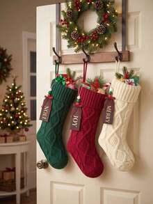 Braided Christmas Stockings, Christmas Gift Bags, Fireplace Hanging Decor, Christmas Tree Ornaments, Holiday Decorative Socks, Christmas Decorations - Multicolor - View 9