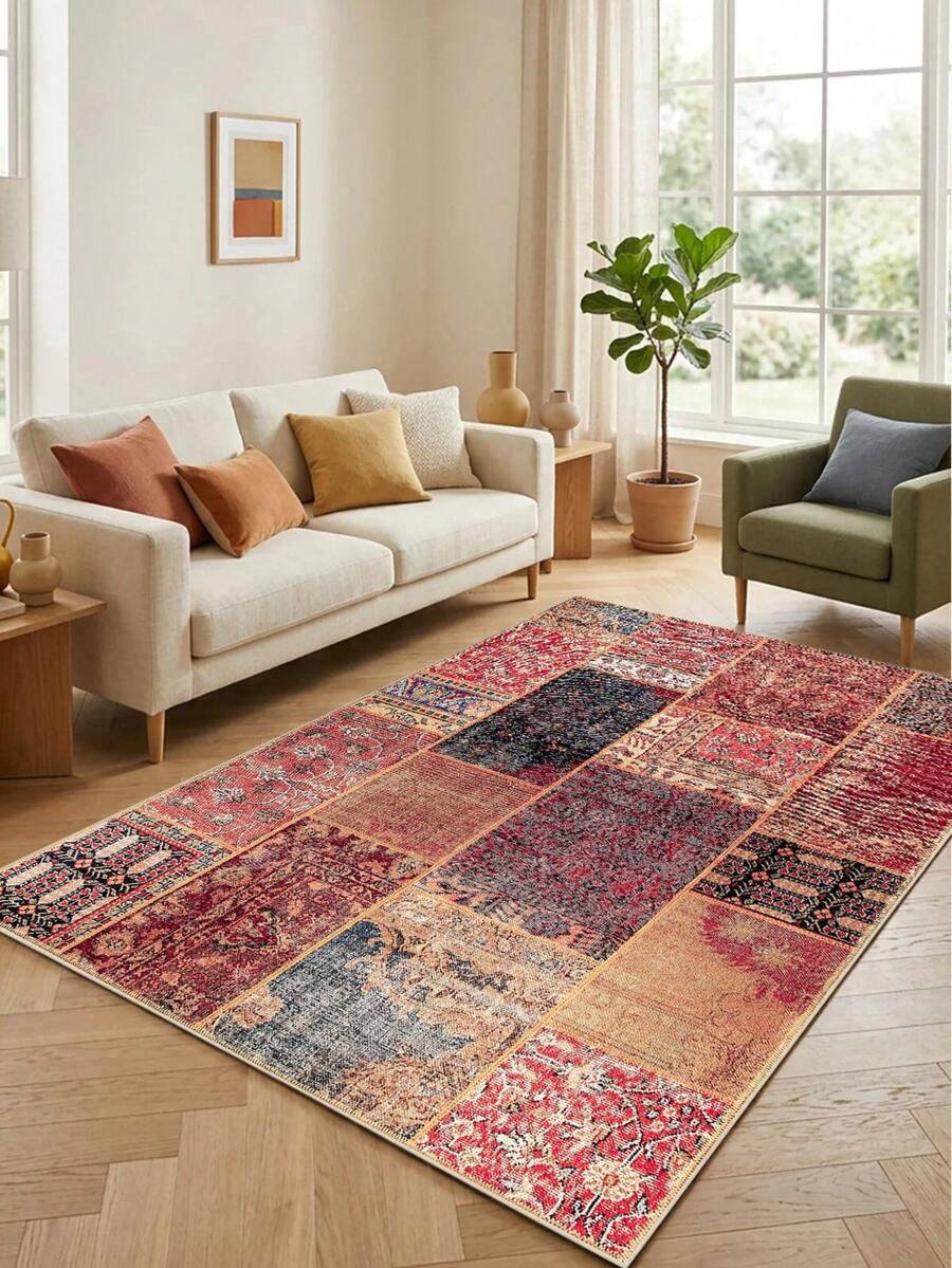 Digitally Printed Non-Slip Washable And Area Rug Suitable For Living Room, Bedroom, Outdoor, Kitchen Carpet, Modern Design | Modern, Scandinavian, Bohemian And Classic Styles | 100% Polyester - Multicolor - View 1