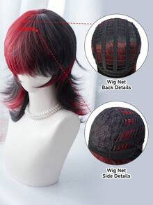 alicegarden 16-Inch Long Synthetic Wig Featuring A Natural Curly Hair Look A A Stunning Multicolor. Designed With Bangs , This False Hairpiece Is Perfect For Ms Daily Party Cosplay Use, Offering A Natural And Natural Durable Wig Gift For Ladies. - Multicolor - View 8