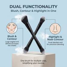 Dual-Ended Makeup Brush, Blush Brush, Powder Brush, Contour Brush, Concealer Brush, Multi-Purpose All-In-One Makeup Brush, Exquisite Makeup Application - Black - View 7