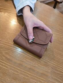 PU Leather Short Wallet For Women, Litchi Texture Card Holder, Multi Slots Credit Card Purse, Holds Cash & Cards, Small Foldable Clutch Wallet - Multicolor - View 2
