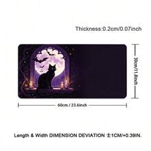 Halloween Gothic Purple Full Moon Large Rubber Desk Mat, Black Cat Bat Candle Window Pattern Extended Gaming Mouse Pad, Non Slip Rubber Base Table Protector For Laptop Computer, Mystic Witchy Halloween Desktop Decor Gift - View 11