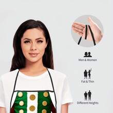 1 قطعة مريلة مطبخ، مريلة منزلية بطباعة إبداعية مرحة باللونين الأحمر والأخضر للطبخ والخبز وتجمعات العشاء - متعدد الألوان - مشاهدة 4