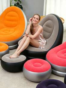 Inflatable Sofa And Ottoman, Folding Portable Lazy Sofa Chair With Footrest, Inflatable Sofa Chair For Living Room, Bedroom, Outdoor, Balcony, And Camping, Best Gift For Family: The Most Comfortable Sofa - New Model - View 6