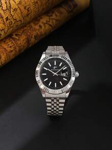 RICECGO A Men's Business-Style Stainless Steel Watch That Showcases A Gentleman's Unique Taste When Worn For Everyday Business Occasions; Makes A Great Gift - Silver - View 9
