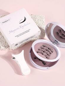 MAANGE 2 Pairs CC Curled Magnetic False Eyelashes Set, With Reusable Eyelash Applicator, No Glue Needed, Cartoon Style False Eyelashes, 1 Eyelash Applicator, Perfect Fit For Eye Contour, Natural Cartoon Style False Eyelashes, Mixed Design, 3D Thick False Eyelash Strips, Create Charming Lifted Eye Makeup, Eyelash Extension Set, Women's Gift, Summer Travel Essential (First-Time Wear Of Magnetic False Eyelashes May Require Multiple Attempts) - Multicolor - View 4