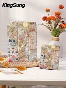 Kingsung 復古花卉圖案平板保護殼，適用於 iPad Air 8 (Model M4)、2026 11 吋/13 吋、9.7/10.2/10.5/10.9/12.9 吋、Pro 11 吋、第 10 代、Galaxy Tab S6 Lite 10.4 吋、Kindle Paperwhite 2024 第 12 代、Kindle 2022 第 11 代，具防震功能與智能支架，支援自動喚醒與休眠功能 - 彩色 - 查看 9