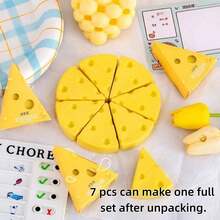 1pc/7pcs Cheese Eraser, Highly Attractive Creative Cartoon Cute Eraser, Quirky Eraser - Multicolor - View 8