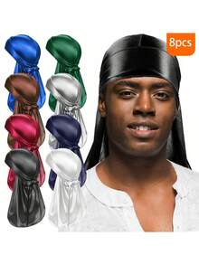 CONFLASS 1/8Pcs Unisex Silk Headband-Solid Color Stretchy Headband,Suitable For Sports,Outdoors & Daily Styling | Breathable Hair Protection,Adjustable Size - A - View 8