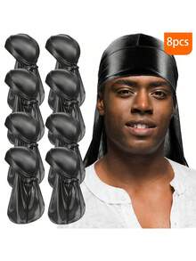 CONFLASS 1/8Pcs Unisex Silk Headband-Solid Color Stretchy Headband,Suitable For Sports,Outdoors & Daily Styling | Breathable Hair Protection,Adjustable Size - A - View 10