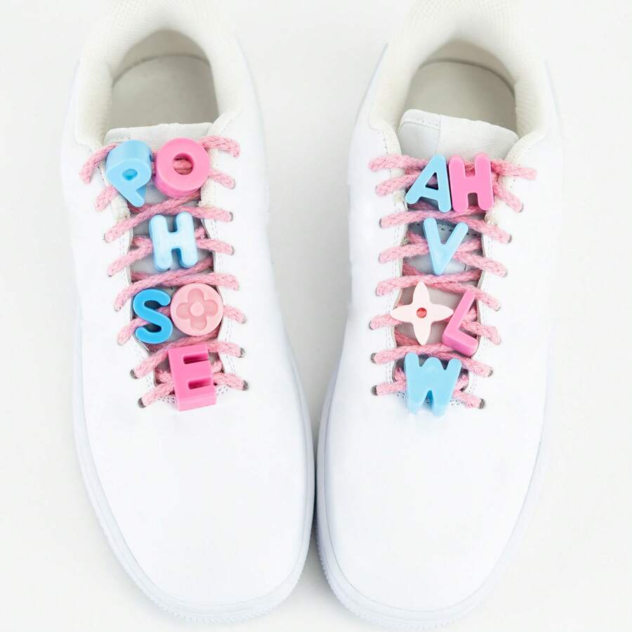 Letter Bead Shoe Charms, Solid Color Single Letter Name Pendant Decoration, DIY Customized Name Shoelace Accessory, Cute Colorful Shoe Accessory For Women, Men, And Teenagers - Multicolor - View 1