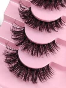 Hinarin 7 Pairs Natural Curly Cat Eye Manga Lashes False Eyelashes Cross Style Suitable For Daily Wear Beginner-Friendly Strip Lashes Eyelashes False Eyelashes Lash Tech Supplies - Black - View 3