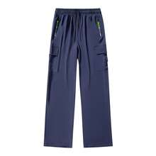 Men's Lightweight Cargo Pants, Drawstring Elastic Waistband, Comfortable Breathable Fabric, Suitable For Outdoor Sports, Vacation And Casual Wear. - Navy Blue - View 7