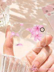 1pc Pink Floral Pattern Phone Lens Protector, Compatible With Phone 17 Pro/17 Pro Max/18 Pro/18 Pro Max, Anti-Scratch Full Coverage Lens Protection, Sweet Healing Atmosphere Phone Accessory, Birthday Holiday Gift For Women, Family And Friends - Clear - View 5