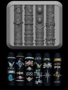 DIY High Transparency 3D Decorative Ring Collection Six-Pointed Star Nail Art Embossed Carved Ornament Silicone Nail Art Mold - Clear - View 12