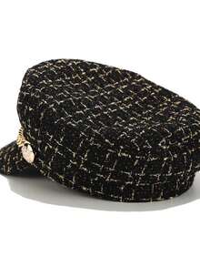 1pc Vintage Tweed Flat Top Women's Beret Hat, Fashionable Hat, Flattering Face Shape, Makes Face Look Smaller, Sun Protection, Retro Elegant Hat, Suitable For Daily Commute, Travel, Spring, Autumn, Winter - Multicolor - View 10
